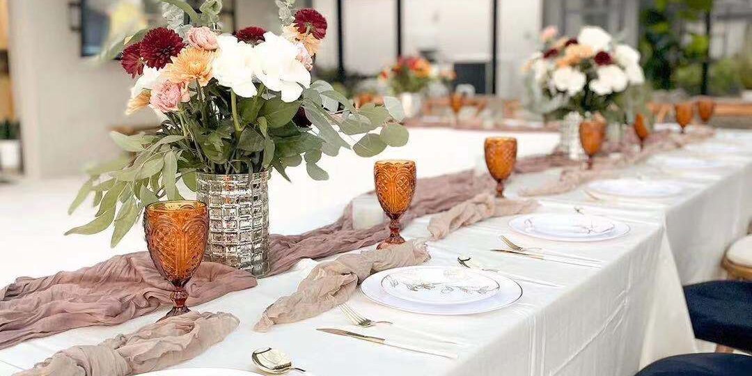 Elegant backyard table setup for an anniversary hibachi party in Richmond Hill