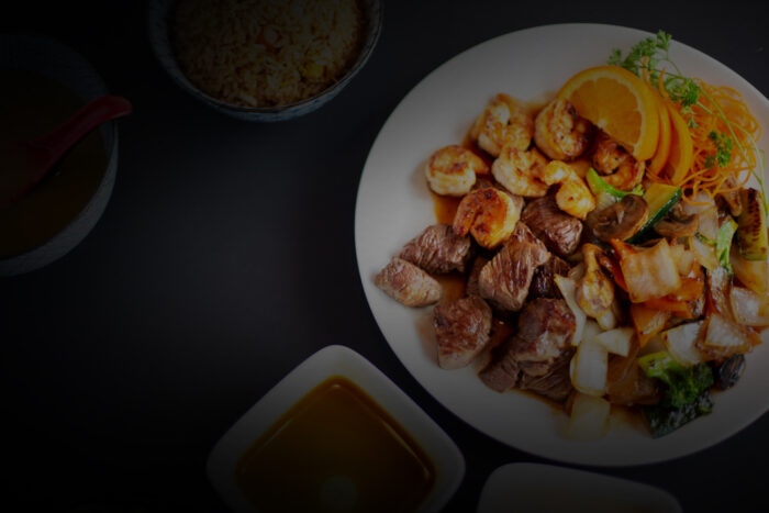 Hibachi steak and shrimp dinner prepared for a backyard birthday hibachi party in Markham